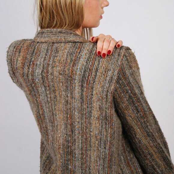 70s Mohair Duster Jacket (S) small grey brown MJ Seattle vintage trench wool - Picture 8 of 9